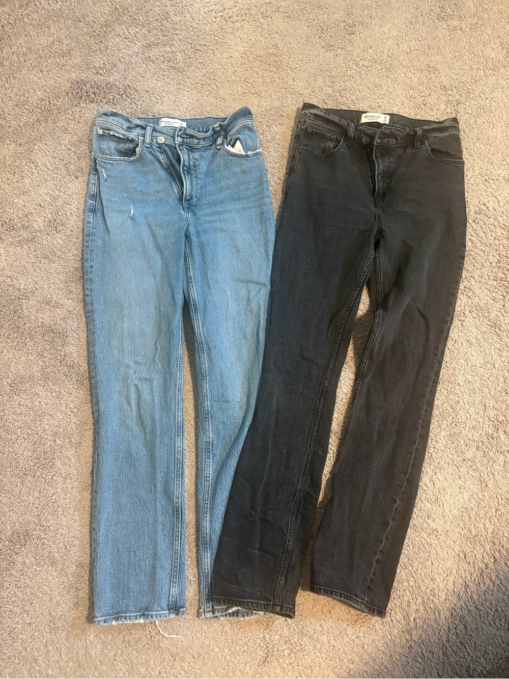 Abercrombie & Fitch Light Blue and Black Women's Straight-Leg Jeans